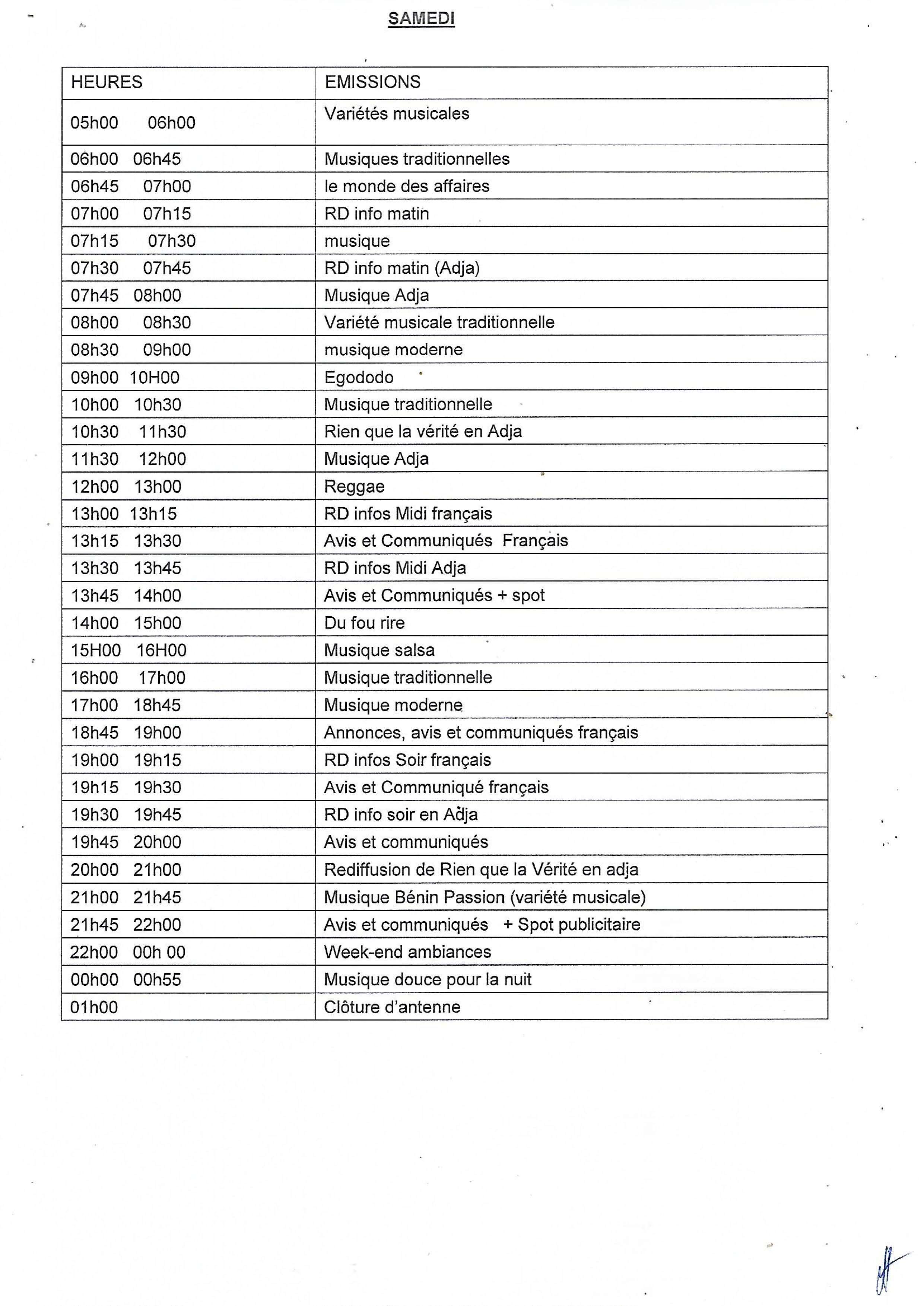 Programme du samedi de Dogo fm